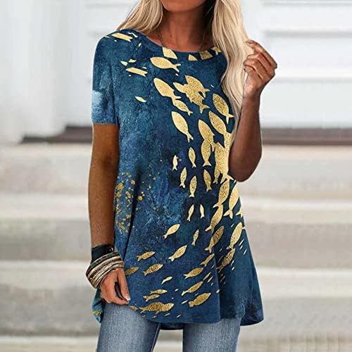 Ženska majica kratki rukav 2023 pamučni posadni vrat Leptir grafički gornji majica za djevojke
