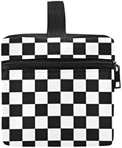 Mala karirana crno-bijela kvadratna kutija za ručak torba za ručak izolovana torba za ručak za žene