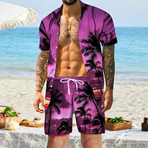 Muška cvjetna košulja ljetna dvodijelna plaža Havajski setovi casual gumb niz majicu kratkih rukava hlače