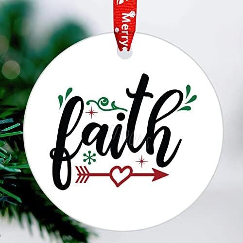 Okrugli keramički ukras s citatom vjera, 3 inča Sretan Božić Božić holiday Decor, Porculanski suvenir za uspomenu
