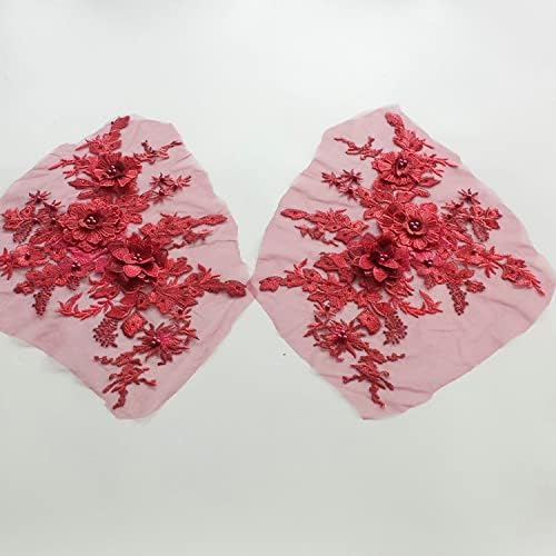 Ljubičasta crvena plava čipka tkanina 3D cvjetne perle za obroke zasterevene mrlje vjenčane haljine aplikacije