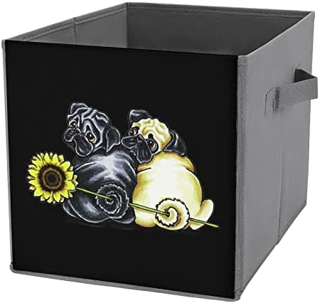 Suncokret pugs PU kožna sklopiva skladišta kante Canvas Cube Organizator košara sa ručkama