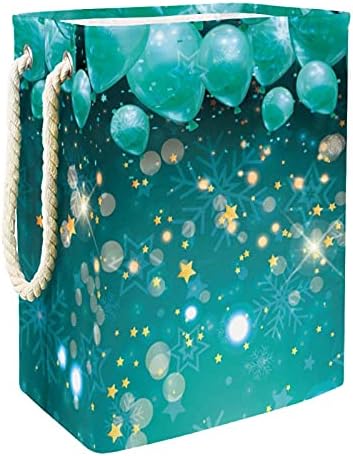 Deyya Vodootporna rublja košare visoki čvrsti sklopivi baloni žuti zvijezde Snowflakes Green Print