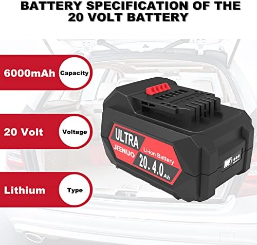 JIENUO paket Akumulatorskog usisivača od 2,5 galona i punjive baterije od 4,0 Ah