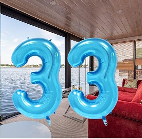 Qweqwe plavi broj 33 Baloni 40 Broj folije balon 33. rođendan baloni Digita 33 helijumski veliki baloni za rođendanski ukrasi za rođendanske zabave, Blue BACHELORETTE svadbeni tuš, plavi broj 33