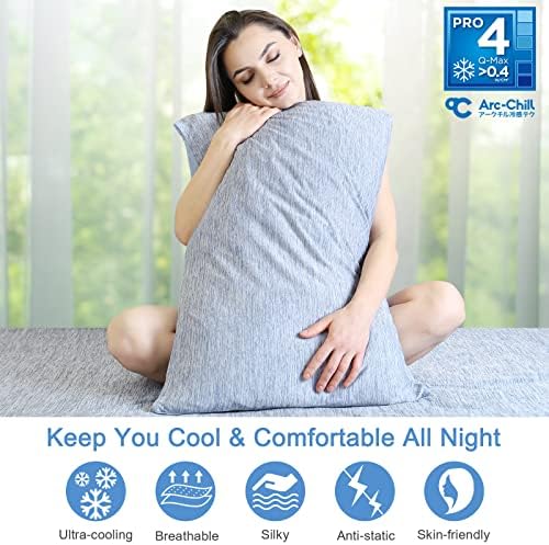 Elegear hlađenje jastučnice za vruće pragove, japanski Q-max 0,45 rashladni jastučnici, obje strane [hlađenje / pamuk], prozračna mekana jastučnica za kosu i kožu, set od 2-plave boje)