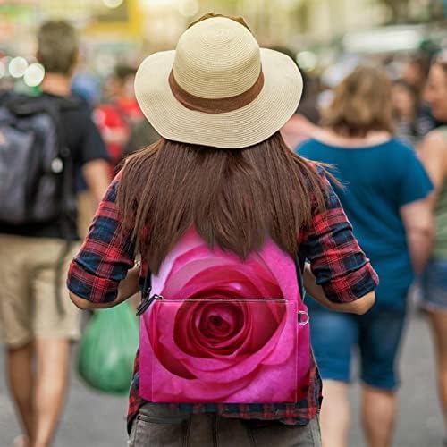 Tbouobt kožni putnički ruksak lagani laptop casual ruksak za žene muškarci, ružičasti ružin cvijet