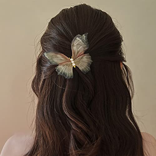 Mariiearolly Chiffon Leptir klip za kosu Elegantni leptir Barrettes Organza Krila za kosu