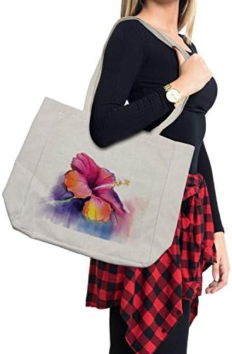 Ambesonne Flower torba za kupovinu, cvijet hibiskusa u pastelnom apstraktnom šarenom romantičnom uzorku latica