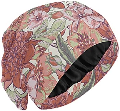 Kapa s lubanjem za spavanje Radni šešir Bonnet Beanies za žene cvjetne cvijeće Vintage Crvena spavaća