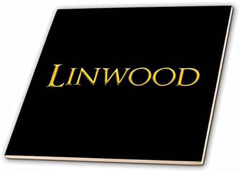 3drose Linwood popularno ime za dječake u Americi. Poklon sa žutim na crnom šarmu-pločice