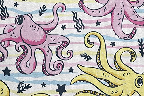 Ambesonne hobotnica joga ručnik, crtani stil morski život životinja i biljnog uzorka vodena scena bića, ne