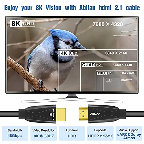 Ablian vlakno optički kabel 30ft i bakreni kabl 10ft 8k HDMI kabel kombo