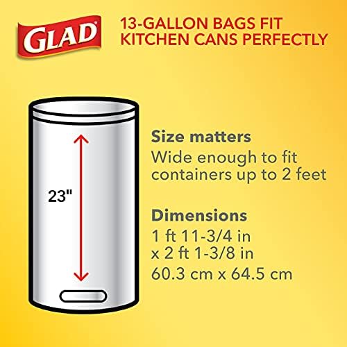 Glad ForceflexPlus visoke kuhinjske torbe za smeće - 13 galona sive vrećice za smeće, pojačajte originalnu svježicu