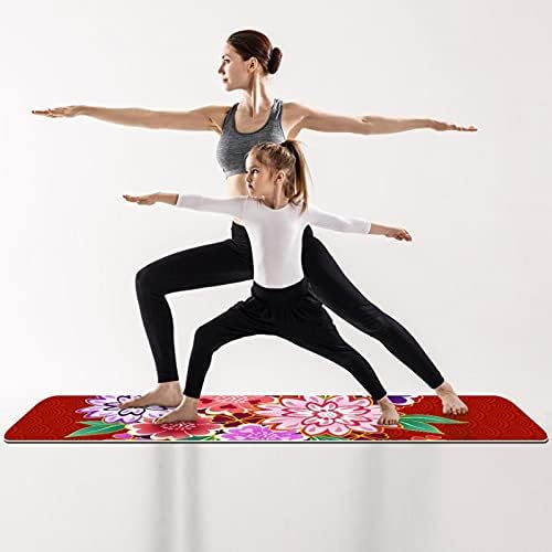 Siebzeh Floral Red Background Premium Thick Yoga Mat Eco Friendly Rubber Health & amp; fitnes