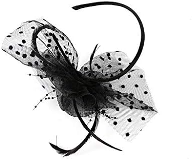 Napolju fascinatori šešir 1920S fascinantni šešir sa cvjetnim perjem neto derbi šešir Halloween party pribor