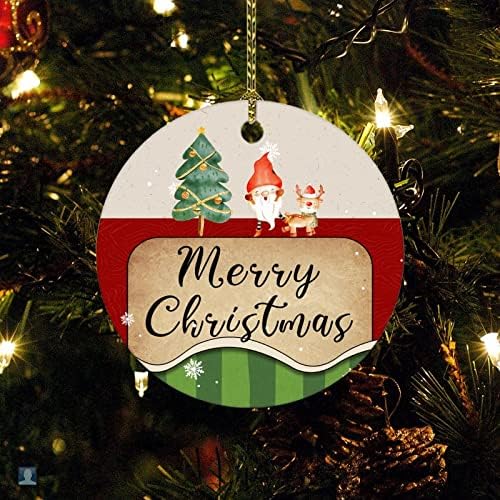 Merryxas božićne ornamente2022 Snowflakes Snowmans Xmas Tree Truck Dvostrani krug Porcelanski odmor Xmas