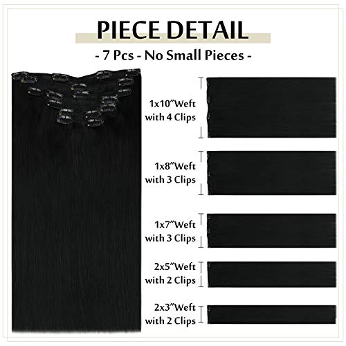 Full Shine Clip in Hair Extensions Real Human Hair and Weft Hair Extensions Black Hair Extensions