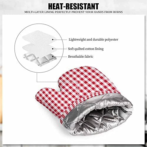 Mxocom Gingham Red White provjerene rukavice za pećnicu otporne na Tartan otporne na toplotu i držač
