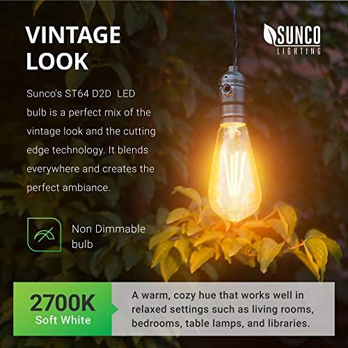 Sunco Dusk to Dawn sijalice LED Edison 2700K meka Bijela, 7W ekvivalentno 60W, ST64 Extra Bright