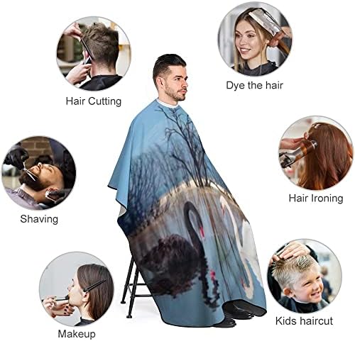 Rezanje kose za muškarce Žena, Crno bijeli labudovi veliki frizura s podesivim zatvaračem Vodootporni