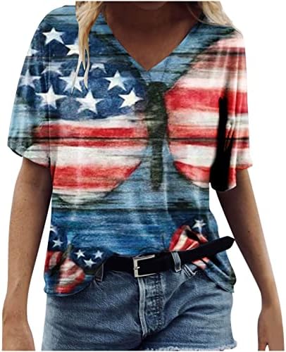 HGCCGDU 4. jul Bluza za žene Dressy Ležerne prilike Tunic vrhovi američke zastave Print Tes Neovisnosti Dnevne