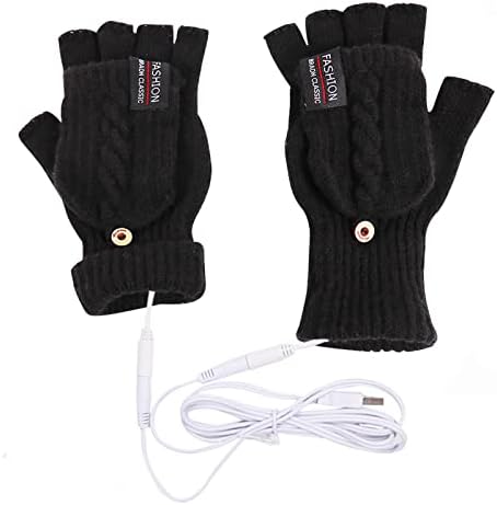 Ximin muške ženske USB grijane rukavice rukavice mittene pune polovice zime tople pletene rukavice za ručne rukavice