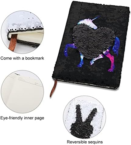 Rainbow Galaxy Unicorn Sequins Notebook Časopis za pisanje dnevnika Notepad personalizovani poklon