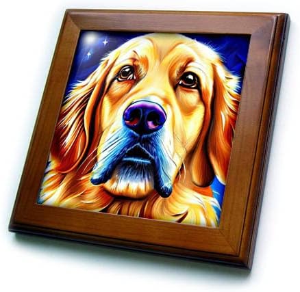 3drose Cool portret psa zlatnog retrivera. Digitalni Slikarstvo Art Poklon. - Uramljene Pločice