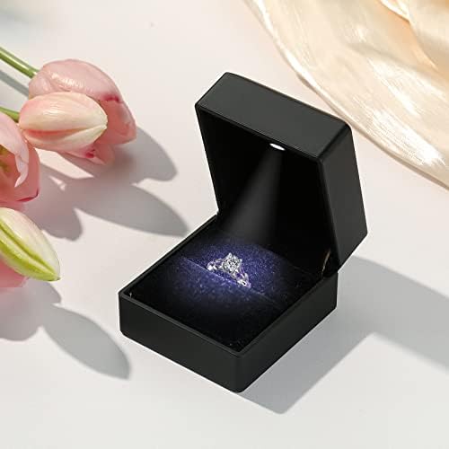 Wullina ring Box,četvrtasta baršunasta torbica za prsten,poklon poklon kutija za nakit sa LED svjetlom za ceremoniju vjenčanja za zaruke prijedloga
