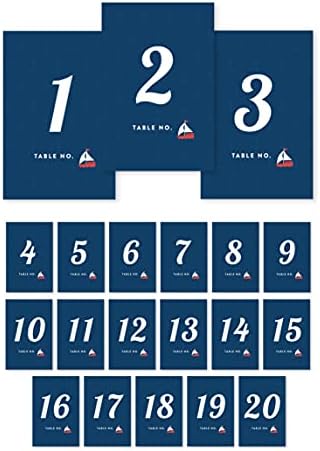 Andaz Press Nautical Ocean Adventure Wedding Collection, brojevi Tabela 1-20 na perforiranom papiru, jednostrani, 4 x 6 inča, 1 Set