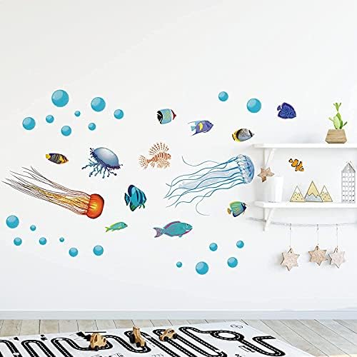 funlife šarene naljepnice za meduze ispod morskog zida Peel and Stick, PVC naljepnice za zid od morskih