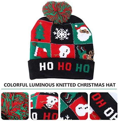Amosfun Božić LED svjetlo šešir Božić pleteni šešir topla Božić kapa za odrasle djecu za Božićnu zabavu