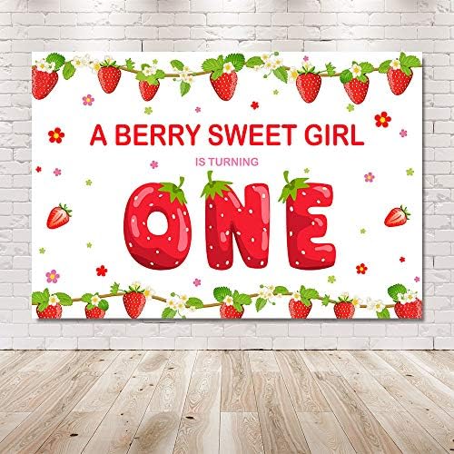 Mehofond Jawberry Girl Prvi rođendanski zabava Pozadina Baner Berry Sweet Girl 1. rođendan Reddrops