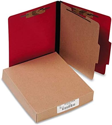 Acco 15649 Colorlife PRESSTEX klasifikacije foldera, pismo, 4-sekcija, Exec Red, 10 / kutija