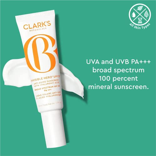 Clark's Botanicals Invisible Hero Sunscreen-Poreless Primer, SPF 30 anti-Aging hidratantna krema za lice sa hijaluronskom kiselinom za svakodnevnu zaštitu od sunca