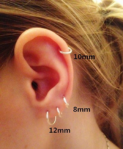 Sleeper Cartilage Tiny mali obruč naušnice za žene djevojke 925 Srebra okrugli prsten za nos Helix Tragus piercing Endless Hoops 8/10/12mm
