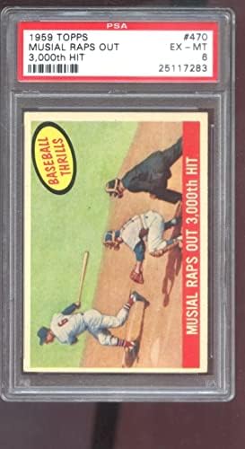 1959 TOPPS # 470 STAN Muzial Raps Out 3.000. hit uzbudbi PSA 6 Ocjenjivo bejzbol - bejzbol ploče sa autogramiranim vintage karticama