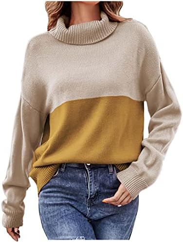 2022 džemper za žene zimske kornjače Pleteni džemperi Pulover dugih rukava blok blok pletiva