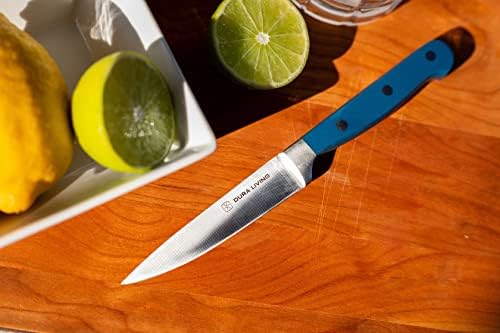 DURA živi nož za čišćenje, 3.5 inčni vrhunski kuharski kuhinjski nož, Ultra oštar nož od nehrđajućeg čelika visokog ugljika, višenamjenski mali kuhinjski nož, kraljevski plavi nož