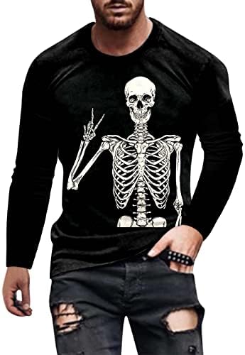 XXBR Halloween Muns vojnik majice s dugim rukavima, skelet Funny grafički tiskani trening sportski atletika party