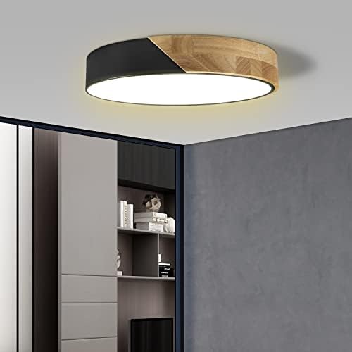 Ketom Modern Flush Mount plafonska lampa 12 inča LED plafonska lampa, 24W minimalistička drvena plafonska lampa okruglog oblika topla bijela 3000k, ne zatamnjiva