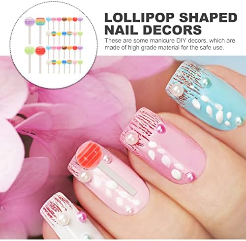 COHEALI pribor za nokte Dodaci za nokte 50kom Rainbow Lollipop Privjesci za nokte slatkiši za nokte Lollipop Nail Art dekori za Nail Art dizajne DIY Crafting Accessories resin Charms Resin Charms