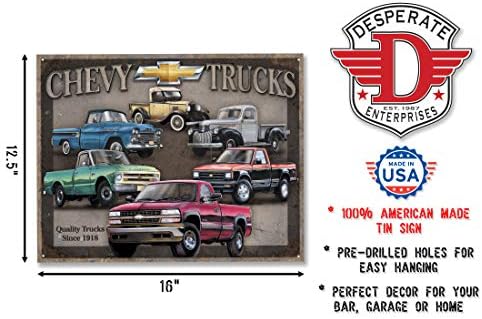 Očajna preduzeća Chevy Trucks Tribute Tin znak, 16 Š x 12,5 H