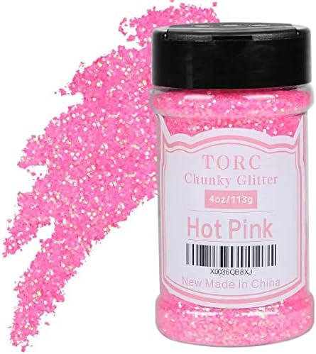 TORC Iridescent Hot pinky Glitter 4 OZ Glitter for Resin Crafts Tumblers Cosmetic Makeup Nail Art Festival
