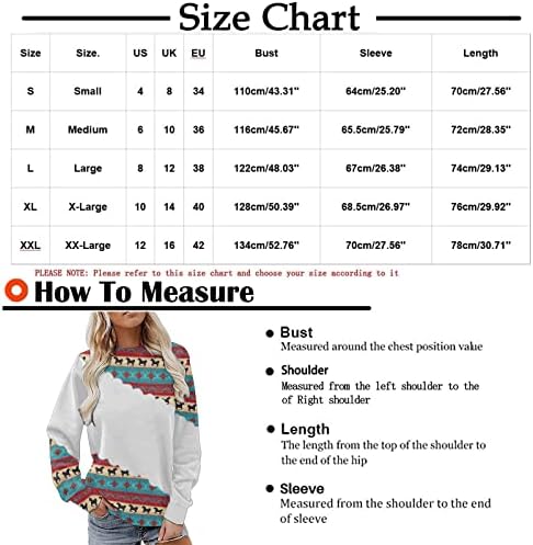 Zrak Aztec za žene dugih rukava Crewneck pulover Bluza Vintage Graphic Tee majice Etnički geometrijski vrhovi