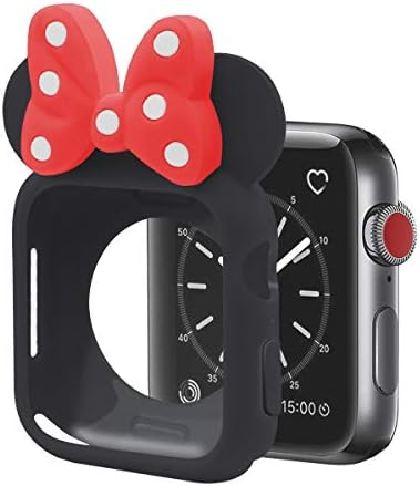 Mekani silikonski miš zaši zaštitna futrola Disney karakter kompatibilan sa i gledanjem serije 4 40mm 44mm za djecu (crna + crvena, 40mm)