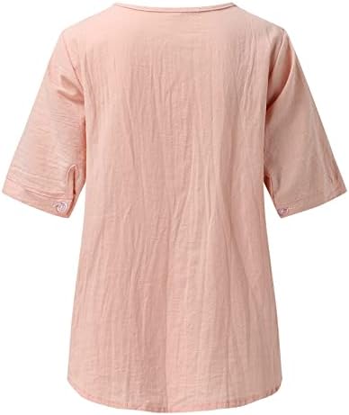Vezeni vrhovi djevojke kratki rukav duboki izrez Linen Lounge viktorijanske bluze majice ženske LS