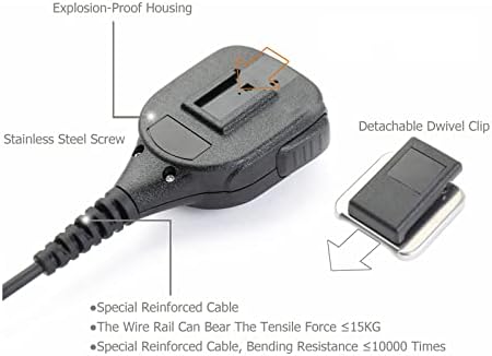 Shon Walkie Talkie mikrofon sa daljinskim zvučnikom - sa 3.5 mm Audio priključkom, namotanim kablom i okretnom kopčom, OEM kvalitetom za Motorola Radio, suštinski siguran