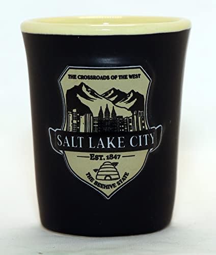Salt Lake City Utah Crna Bež Keramička Čaša